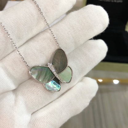 [Echo Fine ]LARGE BUTTERFLY SILVER PENDANT DIAMOND NECKLACE