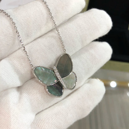 [Echo Fine ]LARGE BUTTERFLY SILVER PENDANT DIAMOND NECKLACE