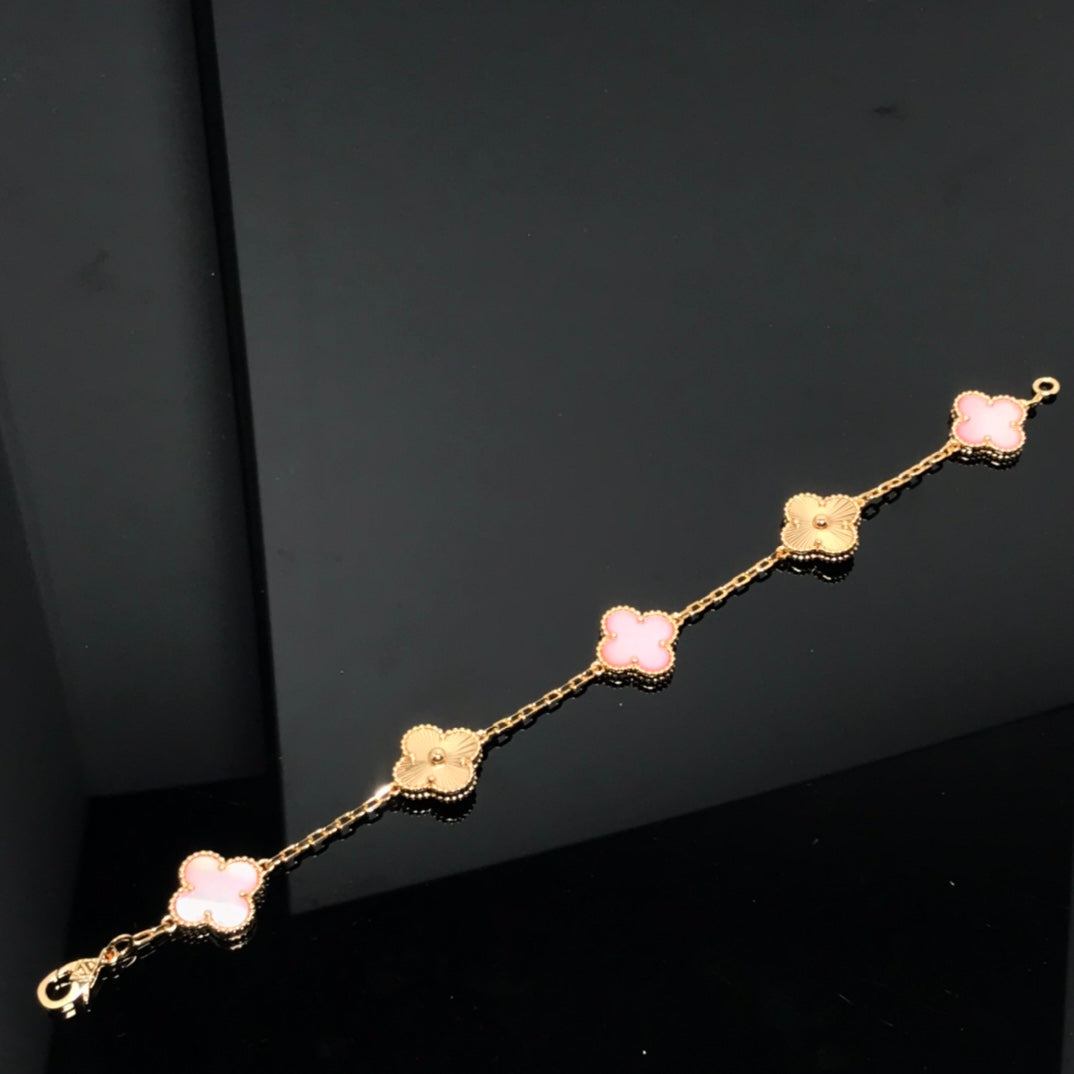 [Echo Fine ]CLOVER BRACELET 5 MOTIF PINK AND PINK GOLD