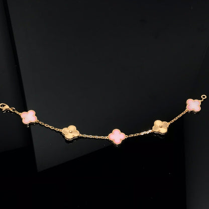 [Echo Fine ]CLOVER BRACELET 5 MOTIF PINK AND PINK GOLD