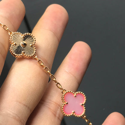 [Echo Fine ]CLOVER BRACELET 5 MOTIF PINK AND PINK GOLD