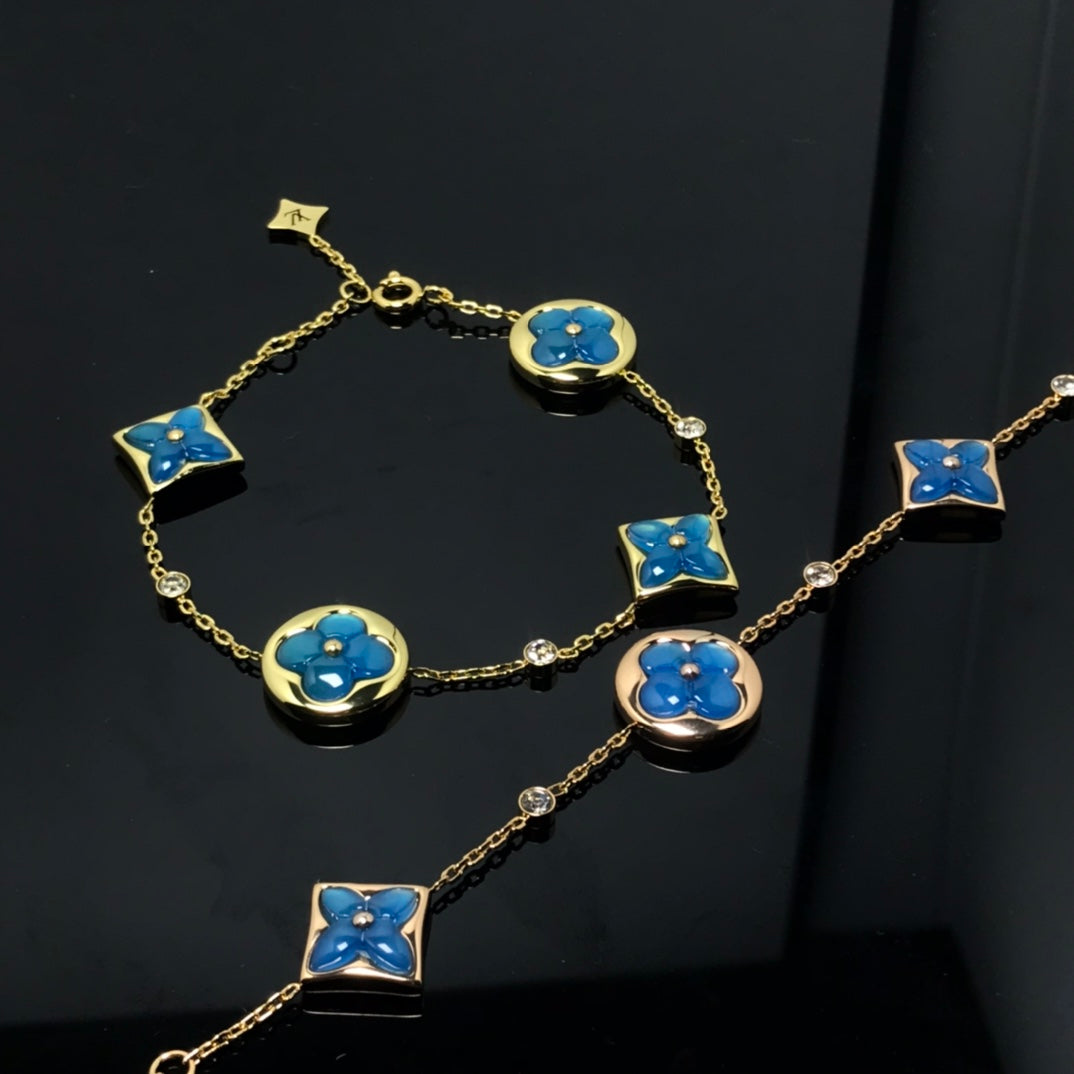 [Echo Fine ]STAR AND SUN 4 MOTIF BLUE BRACELET