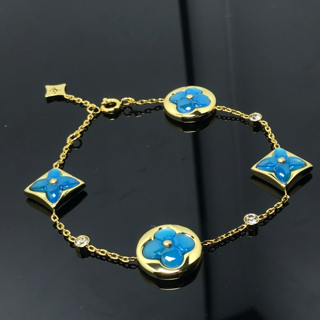 [Echo Fine ]STAR AND SUN 4 MOTIF BLUE BRACELET