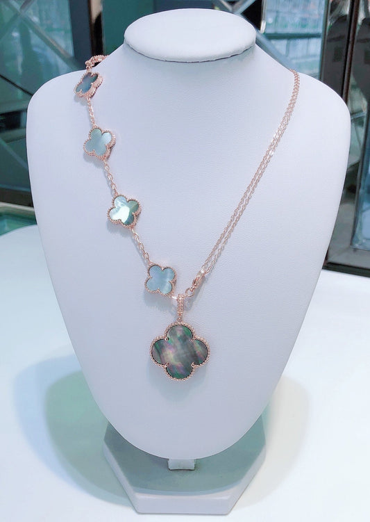 [Echo Fine ]COMBINED BRACELET 5 MOTIFS AND NECKLACE DARK MOP ROSE GOLD