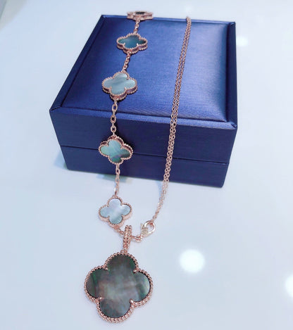 [Echo Fine ]COMBINED BRACELET 5 MOTIFS AND NECKLACE DARK MOP ROSE GOLD