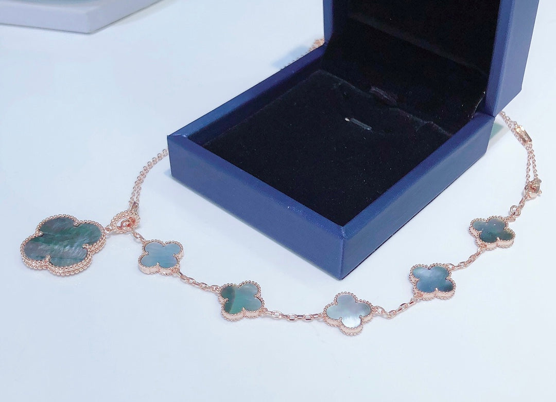 [Echo Fine ]COMBINED BRACELET 5 MOTIFS AND NECKLACE DARK MOP ROSE GOLD