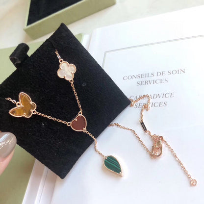 [Echo Fine ]LUCKY SPRING 4 MOTIFS ROSE GOLD NECKLACE