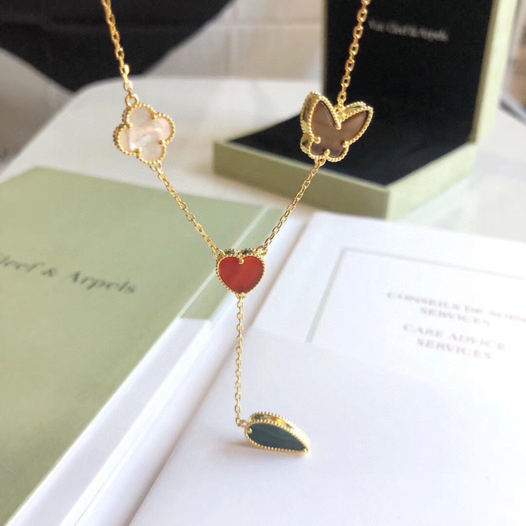 [Echo Fine ]LUCKY SPRING 4 MOTIFS ROSE GOLD NECKLACE