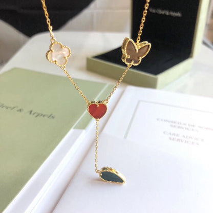 [Echo Fine ]LUCKY SPRING 4 MOTIFS ROSE GOLD NECKLACE