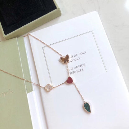 [Echo Fine ]LUCKY SPRING 4 MOTIFS ROSE GOLD NECKLACE