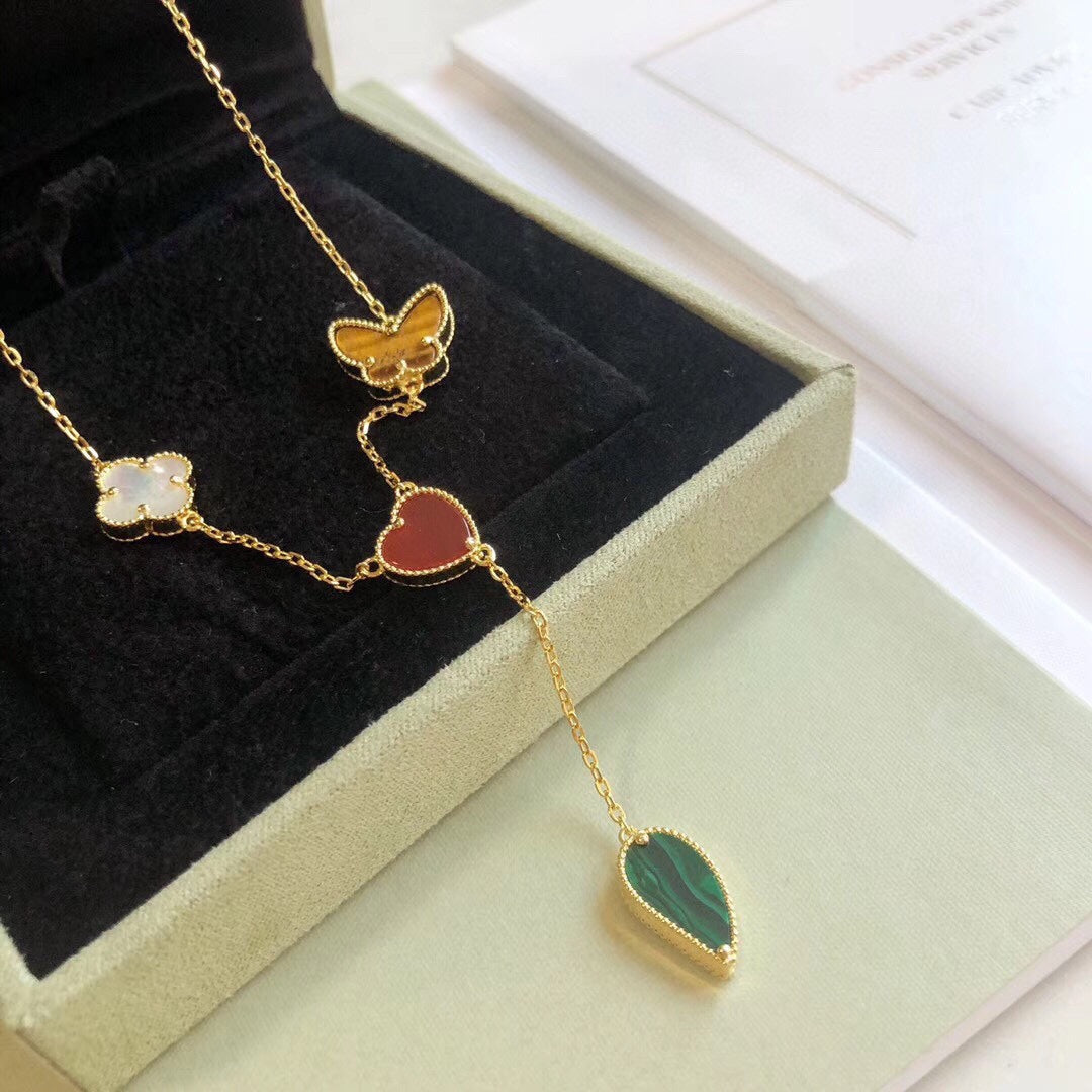 [Echo Fine ]LUCKY SPRING 4 MOTIFS ROSE GOLD NECKLACE