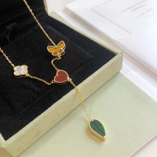 [Echo Fine ]LUCKY SPRING 4 MOTIFS ROSE GOLD NECKLACE