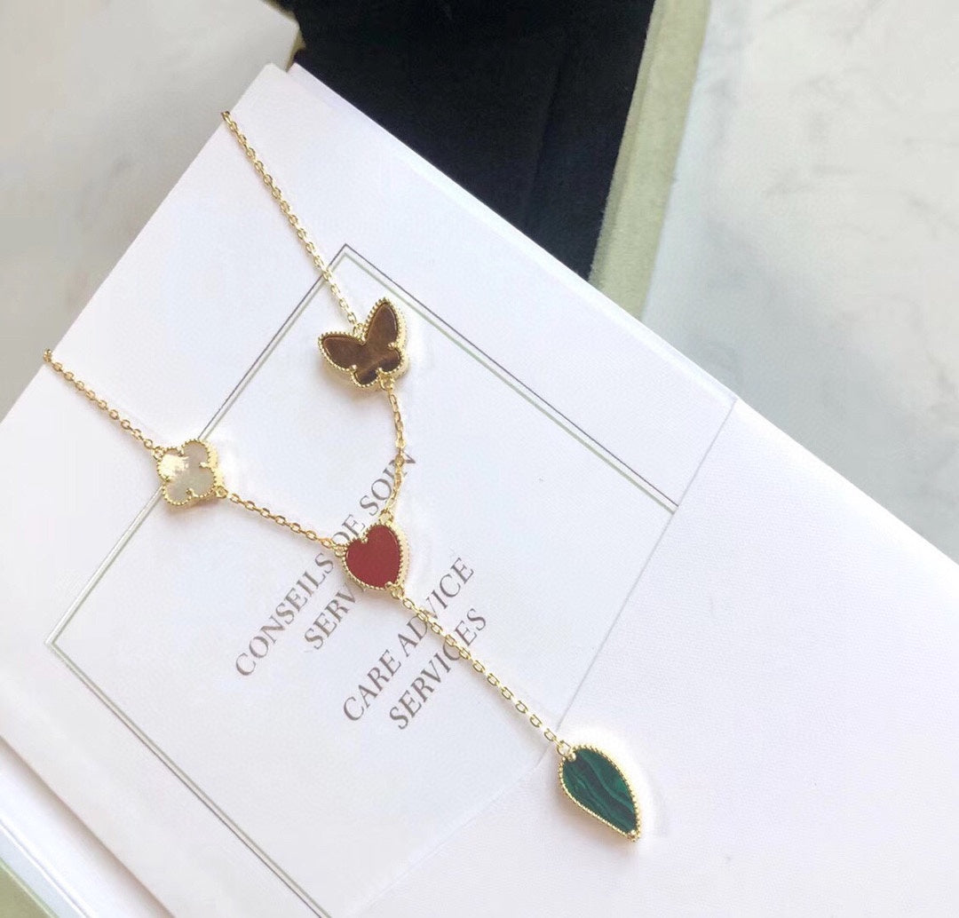[Echo Fine ]LUCKY SPRING 4 MOTIFS ROSE GOLD NECKLACE