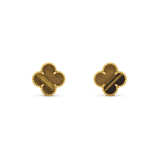 [Echo Fine ]CLOVER MEDIUM 1 MOTIFS TIGER EYE EARRINGS