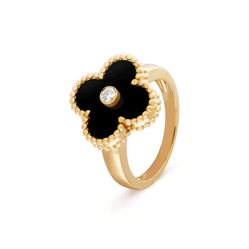 [Echo Fine ]CLOVER ONYX RING GOLD DIAMOND