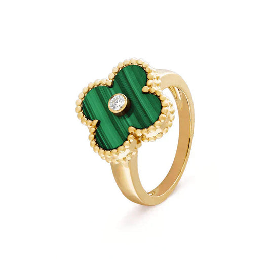 [Echo Fine ]CLOVER MALACHITE RING GOLD DIAMOND