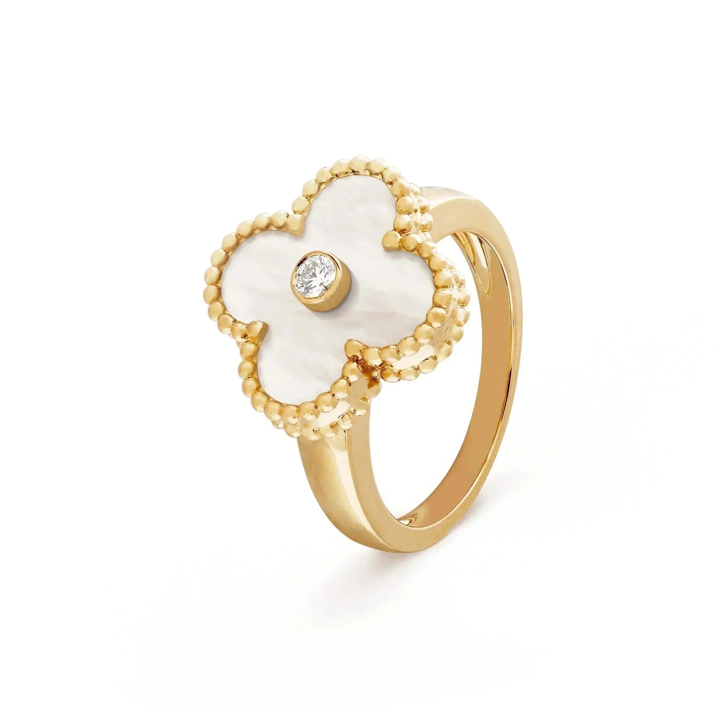 [Echo Fine ]CLOVER PINK MOP RING GOLD DIAMOND